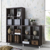 Sunna Modern Cube Shelving Unit, Dark Brown